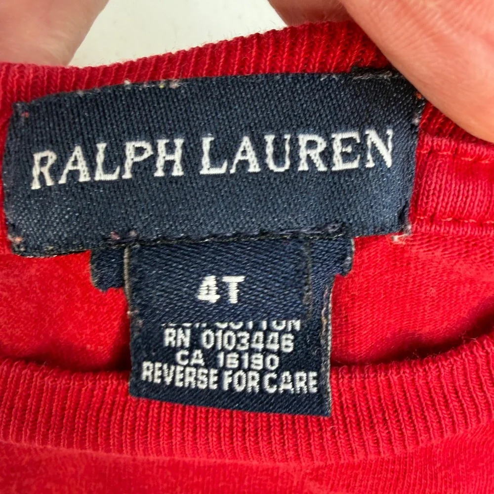 Ralph Lauren 4T T-Shirt Polo Bear USA Basketball Graphic‎ Red Short Sleeve Tee